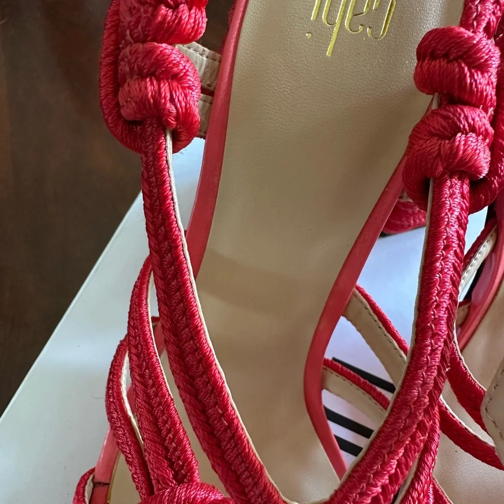 Red Knotted Slingback Sandals by Cabi